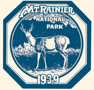 Mount Rainier National Park Window Sticker - 1939 - White Tailed Deer