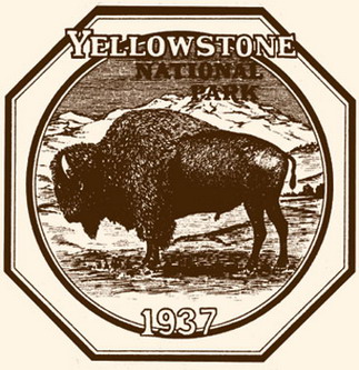 Yellowstone National Park Window Sticker - 1937 - Bison