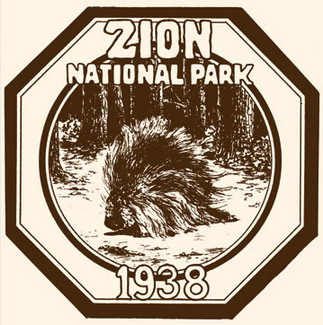 Zion National Park Window Sticker - 1938 - Porcupine