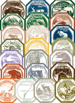 All 22 Historic National Park Sticker Set