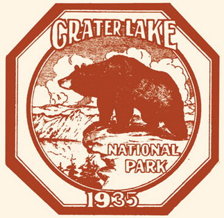 Crater Lake National Park Window Sticker - 1935 - Black Bear