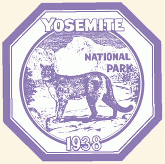 Yosemite National Park Window Sticker - 1938 - Mountain Lion - Cougar
